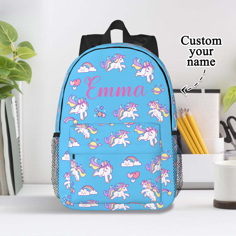 Custom Name Backpack Personalised Unicorn School Bag - 
