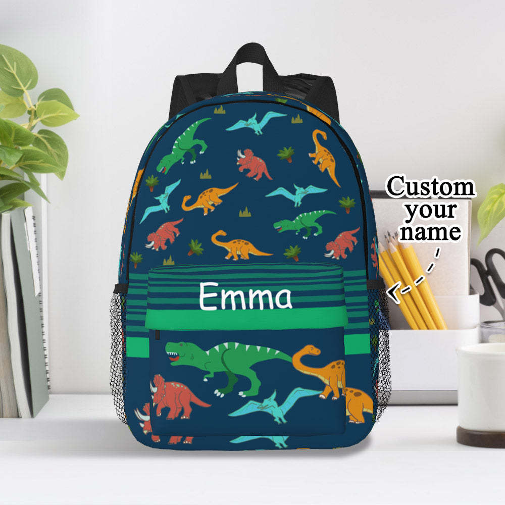 Custom Name Backpack Personalised Dinosaur School Bag -