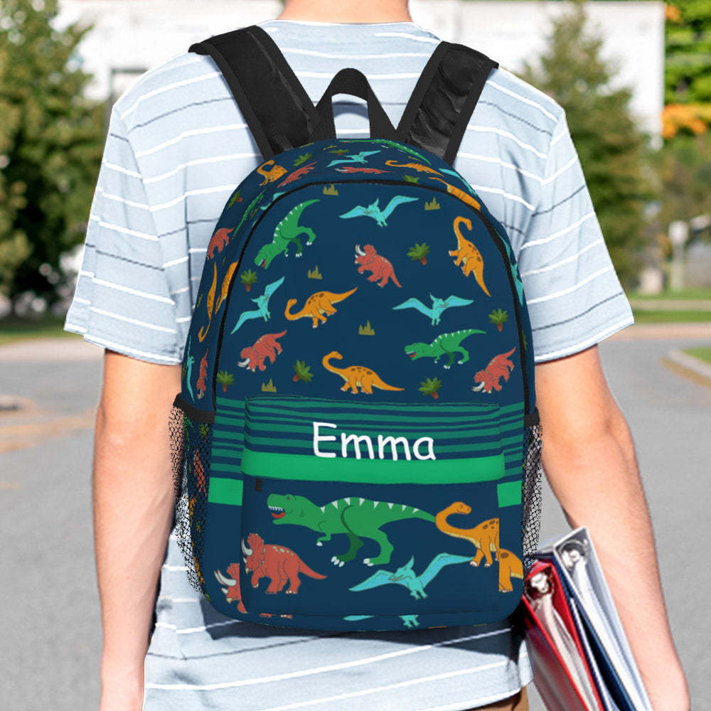 Custom Name Backpack Personalised Dinosaur School Bag -