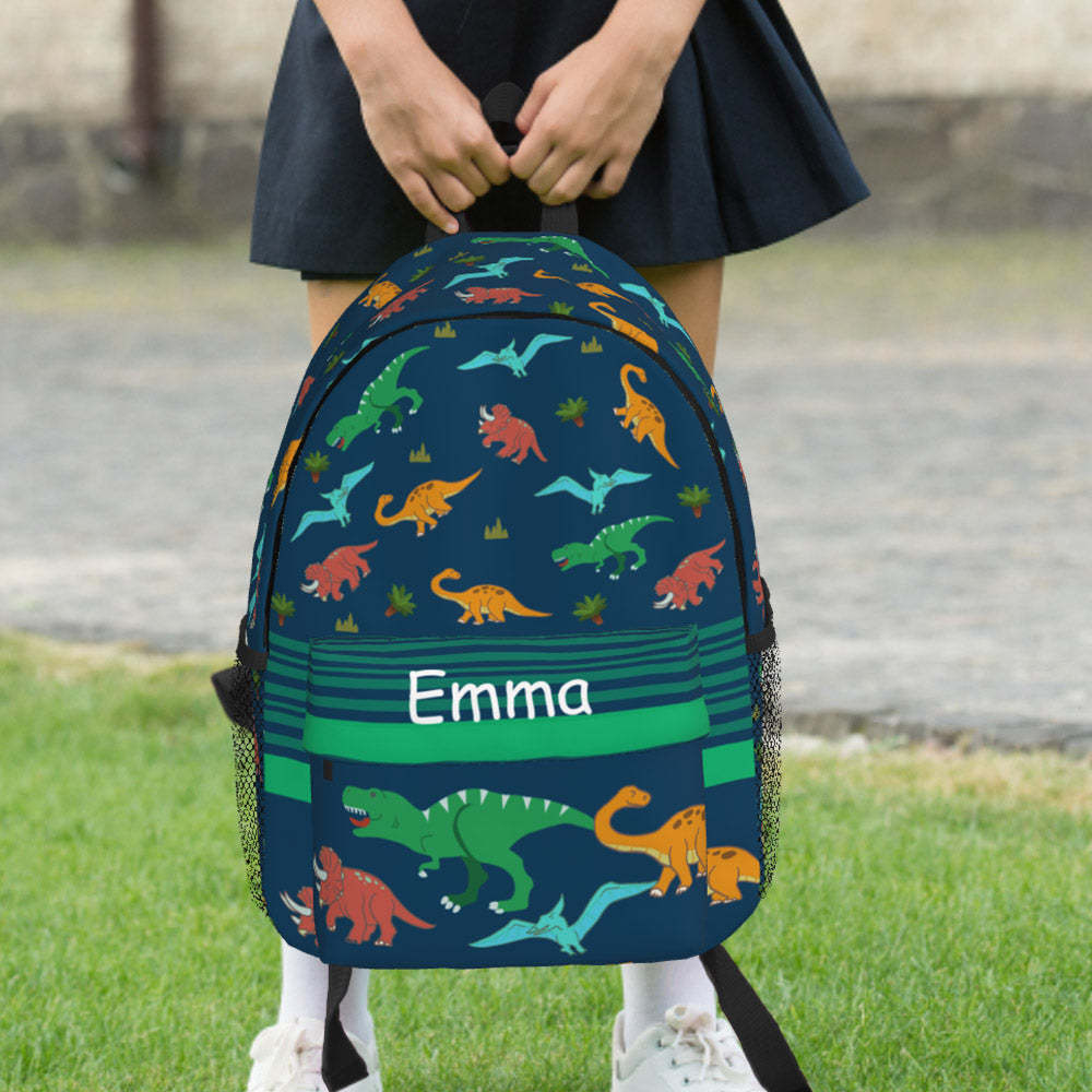 Custom Name Backpack Personalised Dinosaur School Bag -