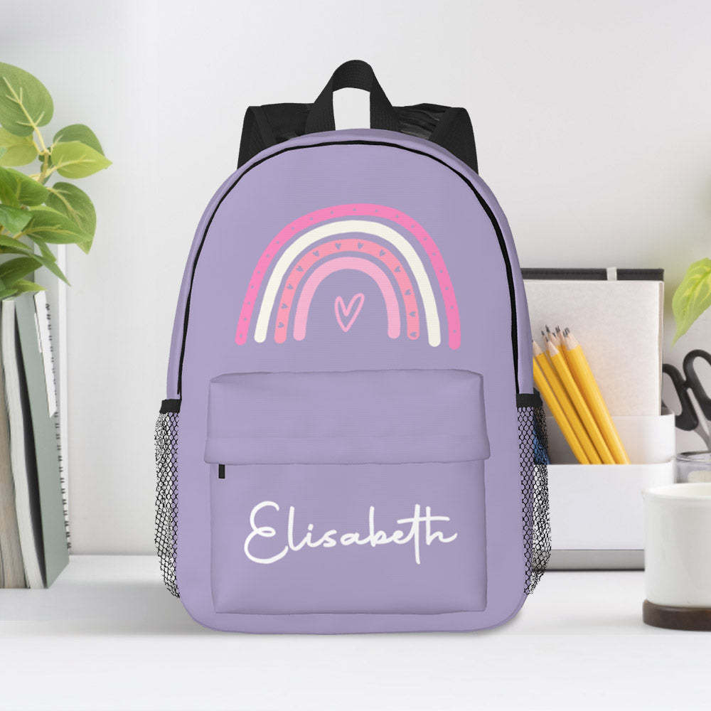 Custom Name Backpack Personalised Rainbow Design School Bag -