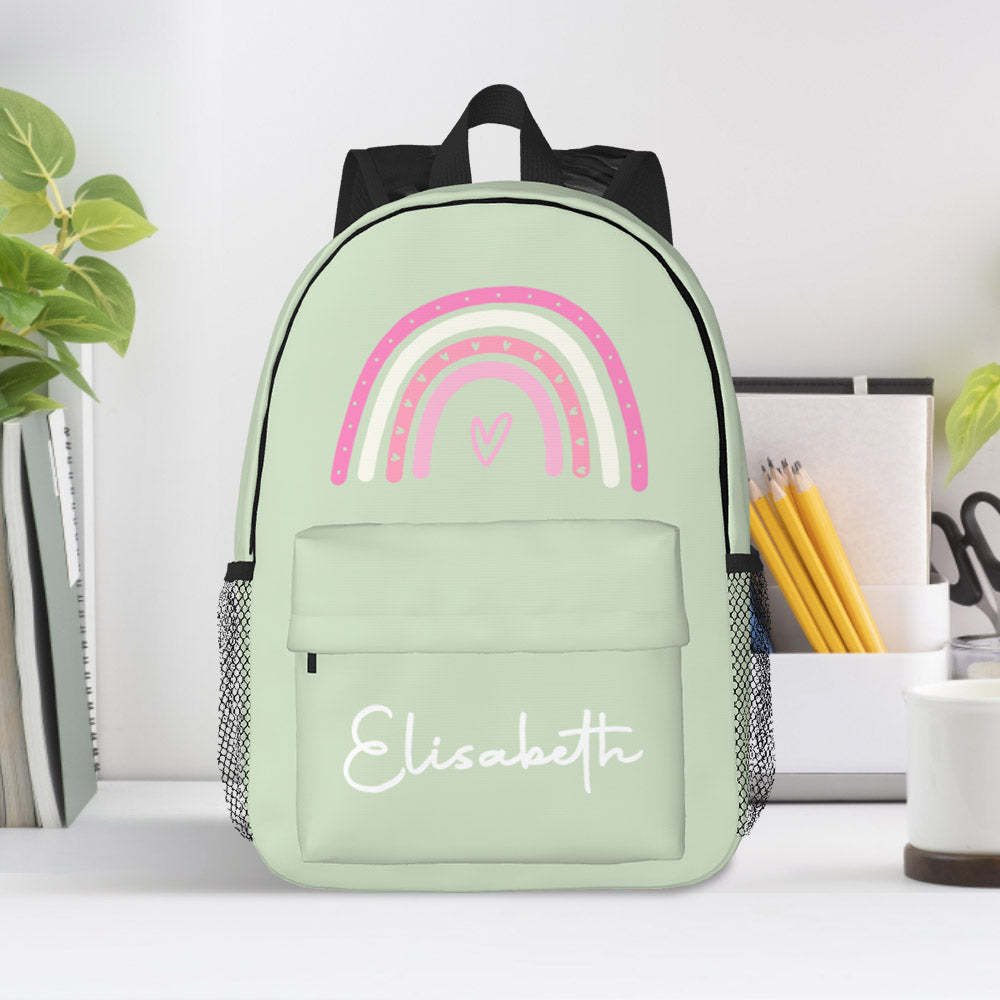 Custom Name Backpack Personalised Rainbow Design School Bag -