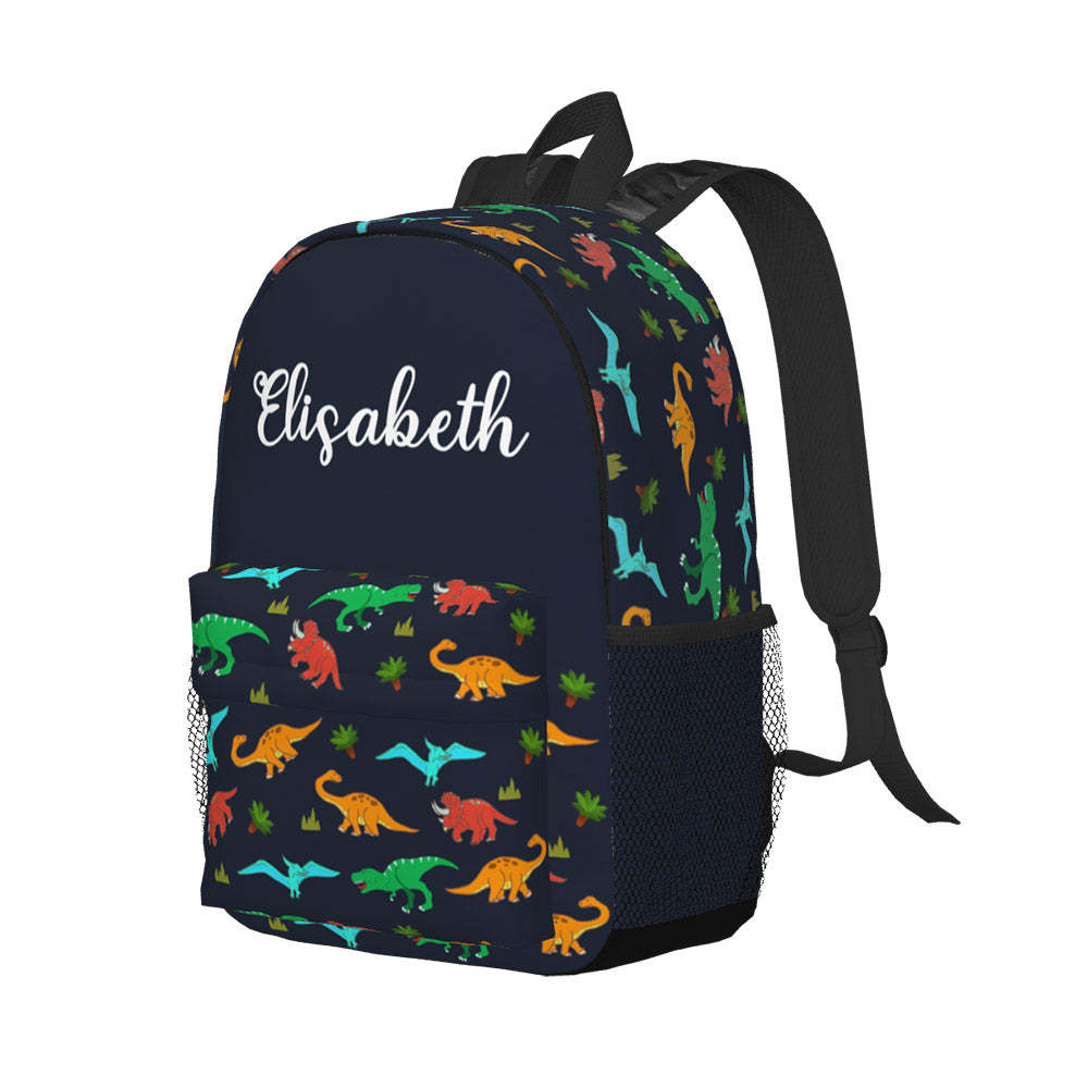 Custom Name Backpack Personalised Dinosaur School Bag for Kids - 