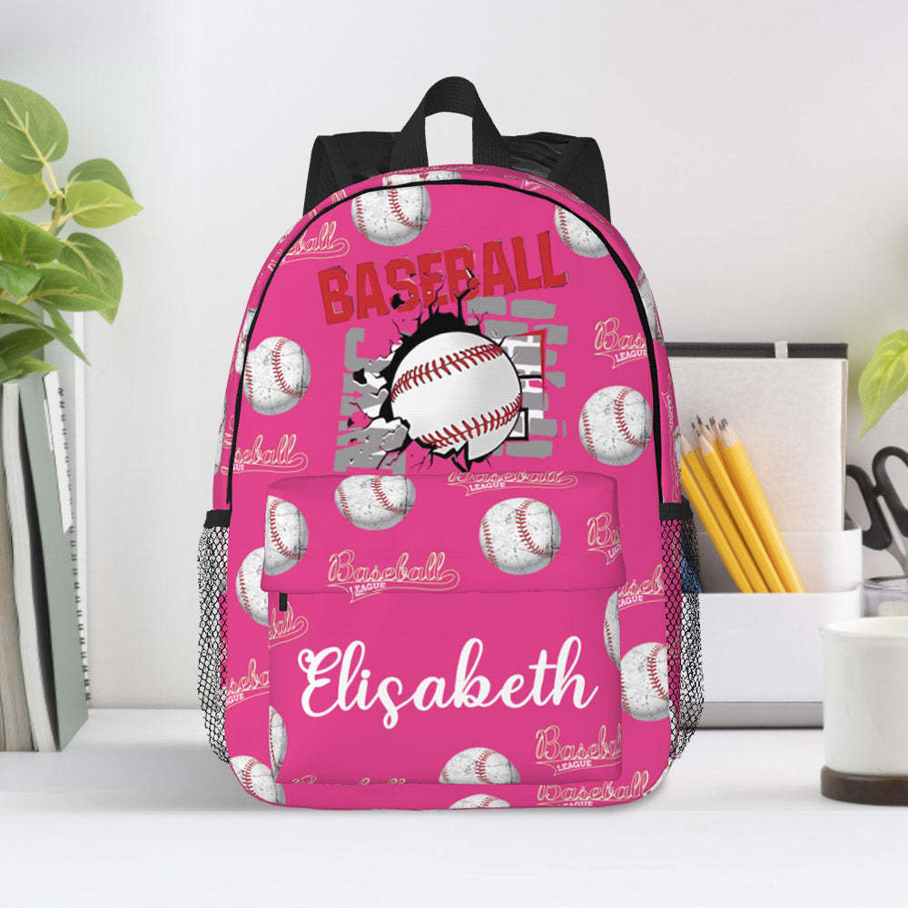 Custom Name Backpack Personalised Baseball School Bag for Kids - 