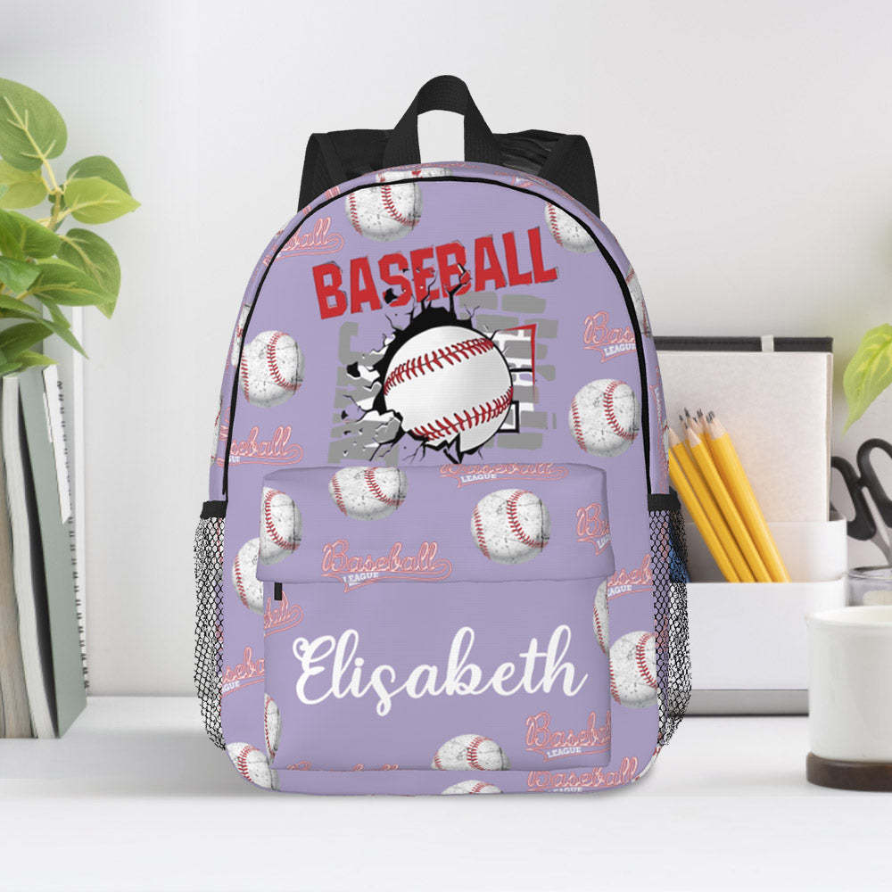 Custom Name Backpack Personalised Baseball School Bag for Kids - 