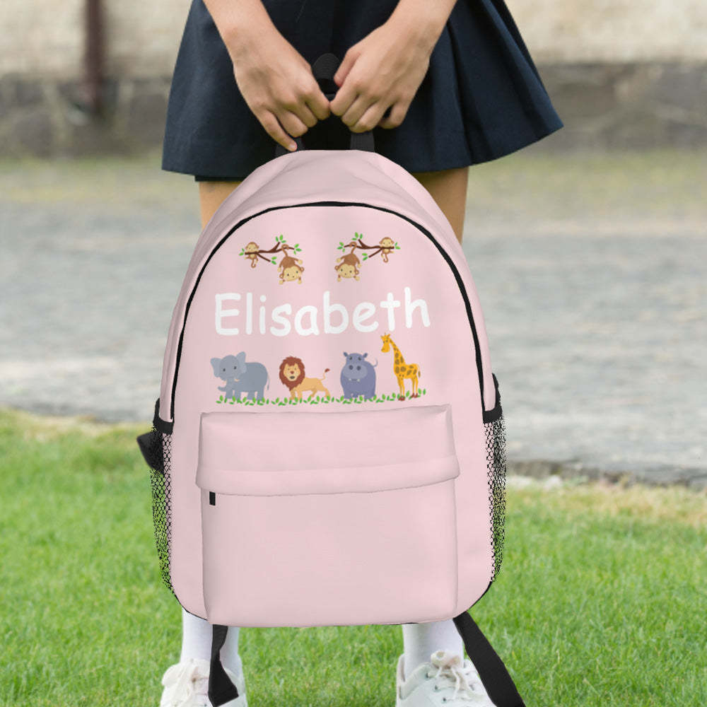 Custom Name Backpack Personalised Cute Animals School Bag for Kids -