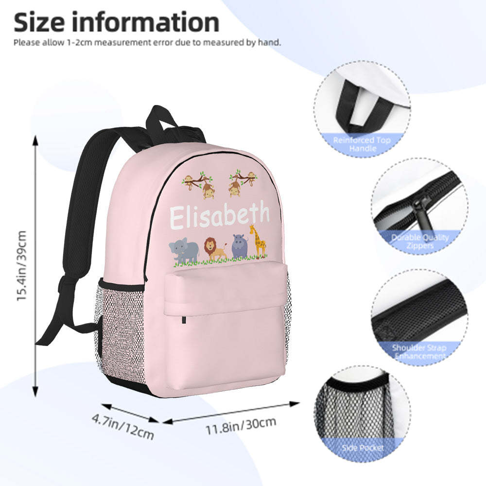 Custom Name Backpack Personalised Cute Animals School Bag for Kids -