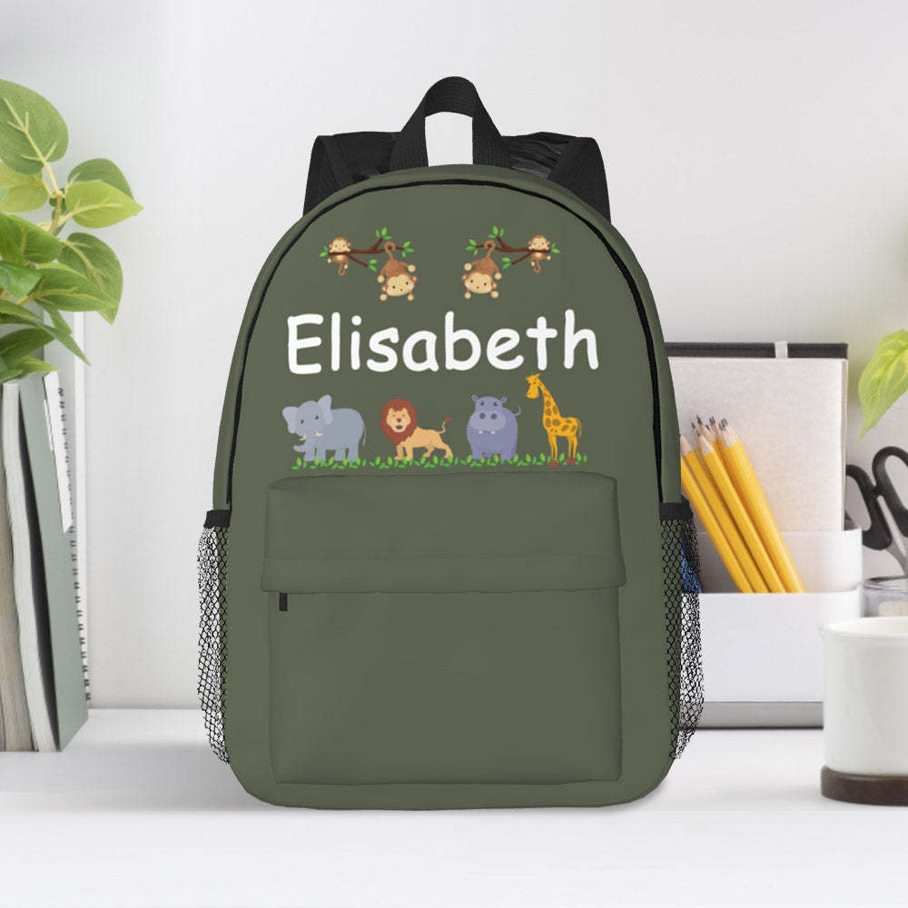 Custom Name Backpack Personalised Cute Animals School Bag for Kids -