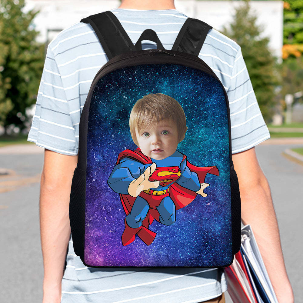 Custom Face Backpack Personalised Starry Sky School Bag for Students - 