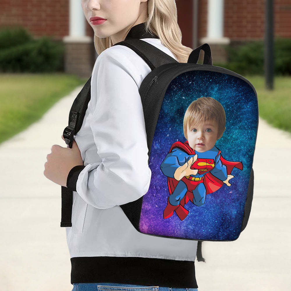 Custom Face Backpack Personalised Starry Sky School Bag for Students - 