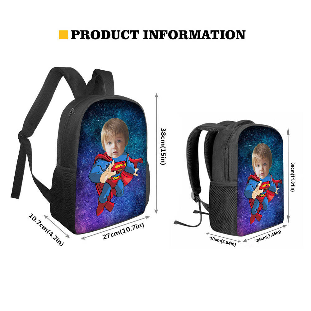Custom Face Backpack Personalised Starry Sky School Bag for Students - 