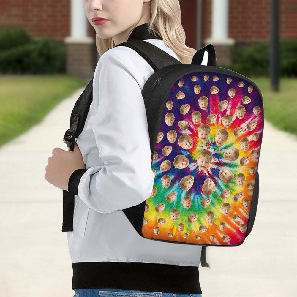 Custom Face Backpack Personalised Multicolor School Bag - 