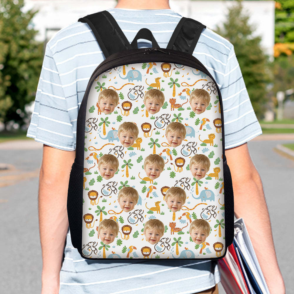 Custom Face Backpack Personalised Animal School Bag for Kids -