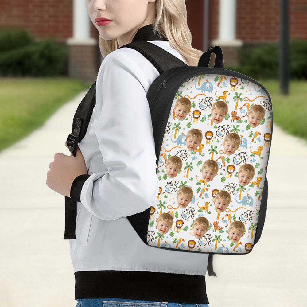 Custom Face Backpack Personalised Animal School Bag for Kids -