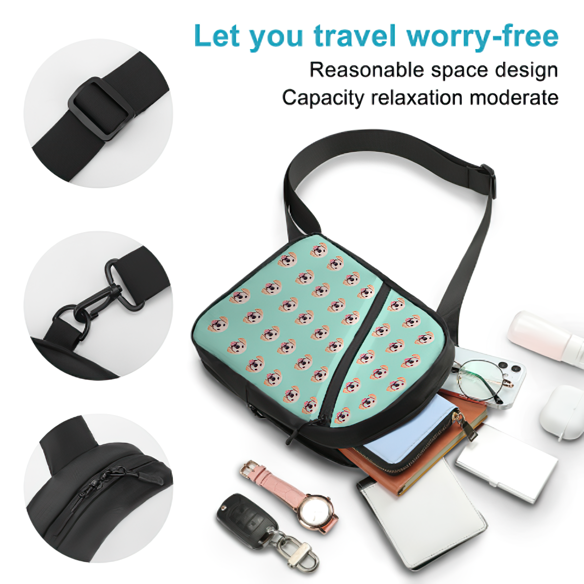 Custom Face Chest Bag Custom Cartoon Shoulder Crossbody Backpack for Men Cycling Camping Daypack -