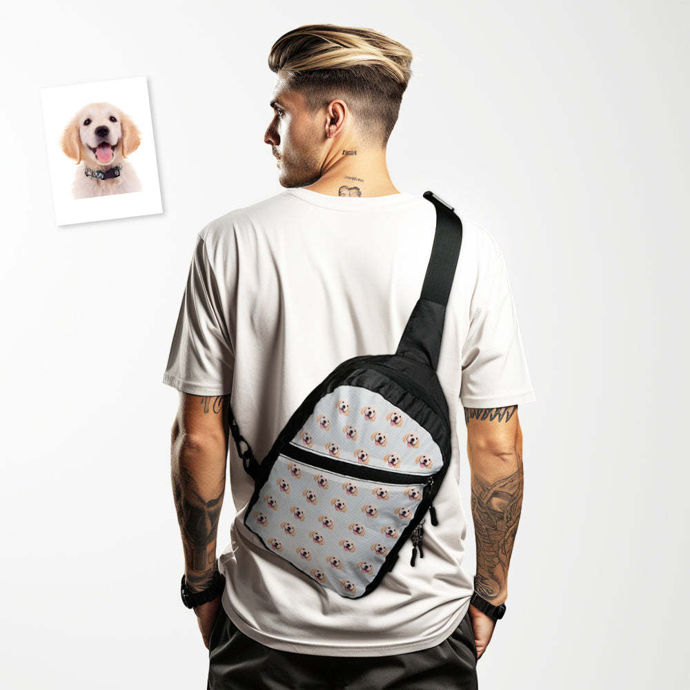 Custom Face Chest Bag Custom Cartoon Shoulder Crossbody Backpack for Men Cycling Camping Daypack - 