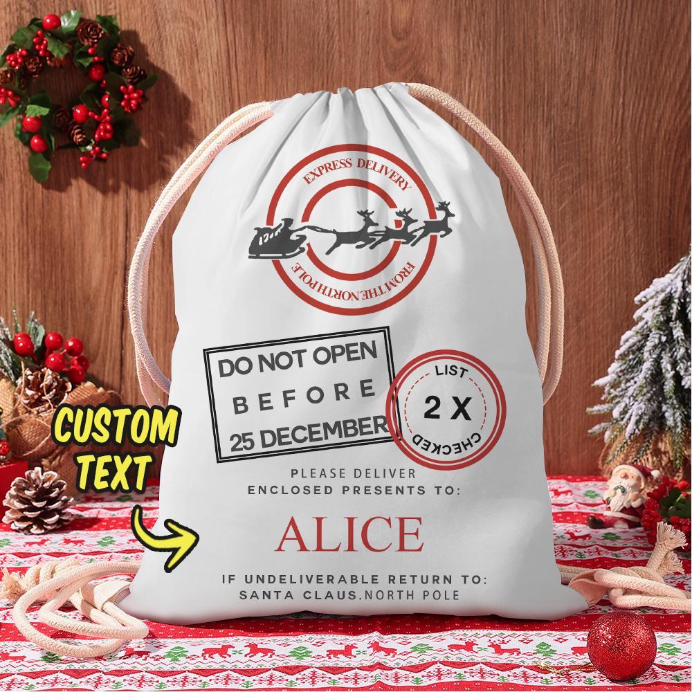 Custom Engraved Bag Santa Sack Christmas Gift Bag for kids - 