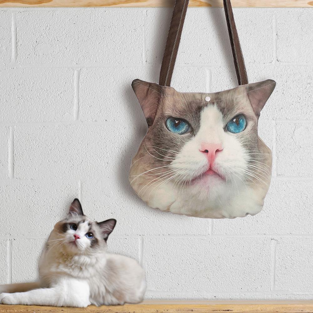 Custom Photo Bag Pet Cat Tote Bag Gift for Cat Lover - 