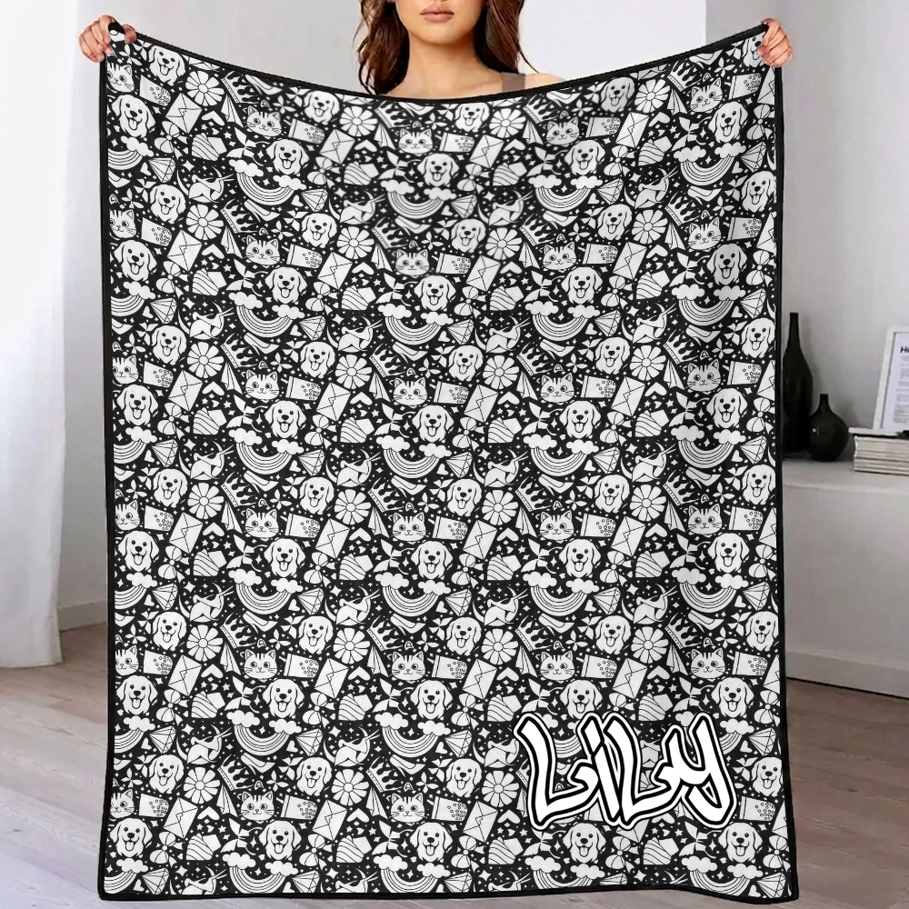 DIY Drawing Blanket (Optional 24-Color Marker Set) Create Your Art Blanket Washable Keepsake Blanket for Kids & Adults -