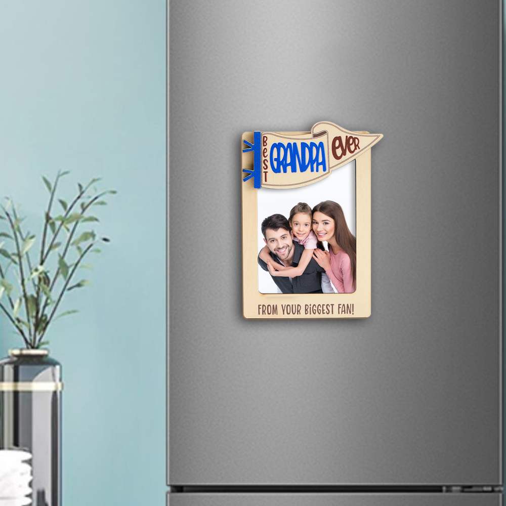 Personalized Picture Frame Fridge Engraved Photo Magnet Gift for Family