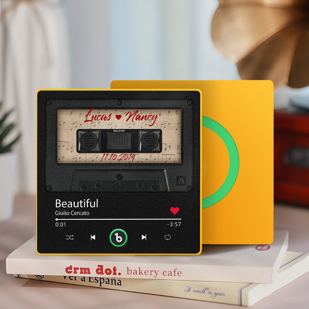 Custom Music Fridge Magnet Retro Black Cassette Tape Music Fridge Magnet New 4.0 Upgrade Music Wall Photo Sticker Music Movement That Can Be Played Gift for Couple - 