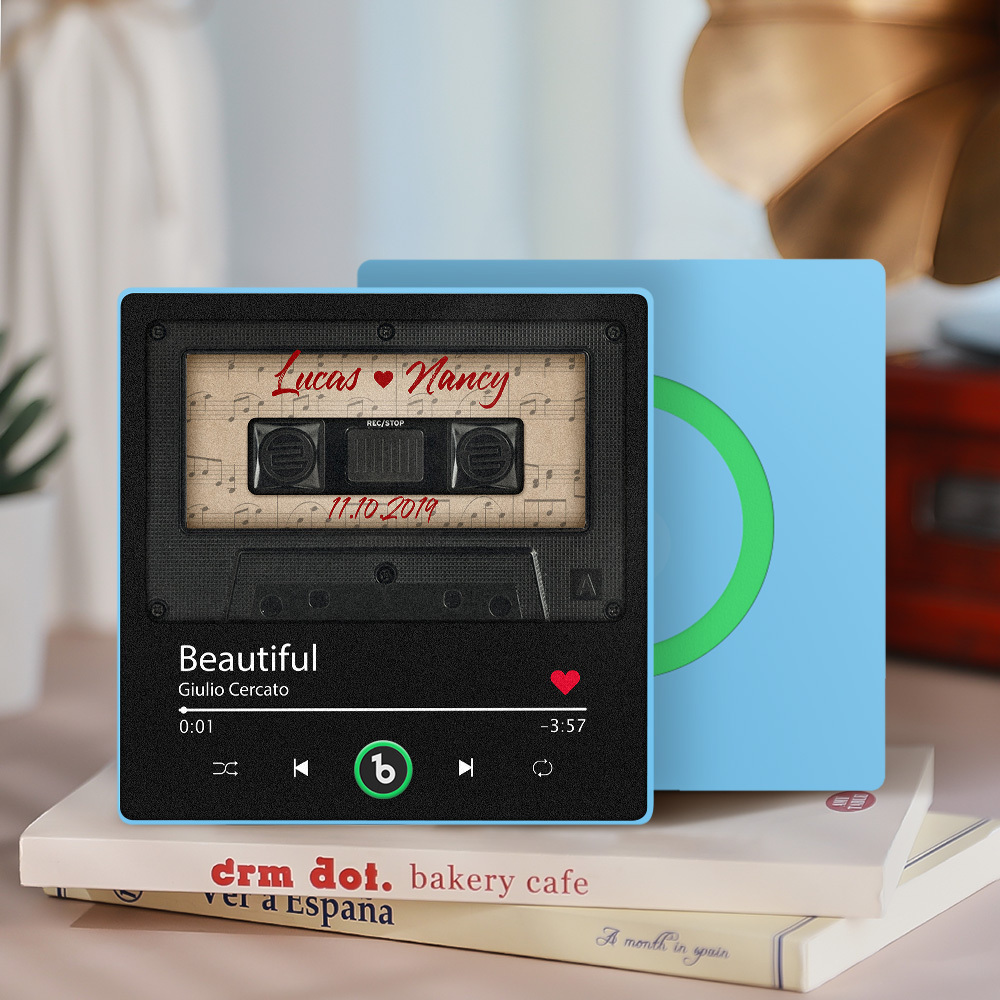 Custom Music Fridge Magnet Retro Black Cassette Tape Music Fridge Magnet New 4.0 Upgrade Music Wall Photo Sticker Music Movement That Can Be Played Gift for Couple - 