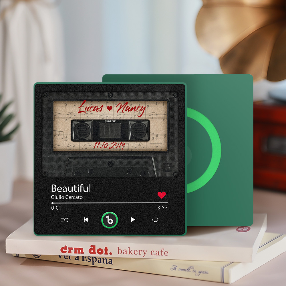 Custom Music Fridge Magnet Retro Black Cassette Tape Music Fridge Magnet New 4.0 Upgrade Music Wall Photo Sticker Music Movement That Can Be Played Gift for Couple - 