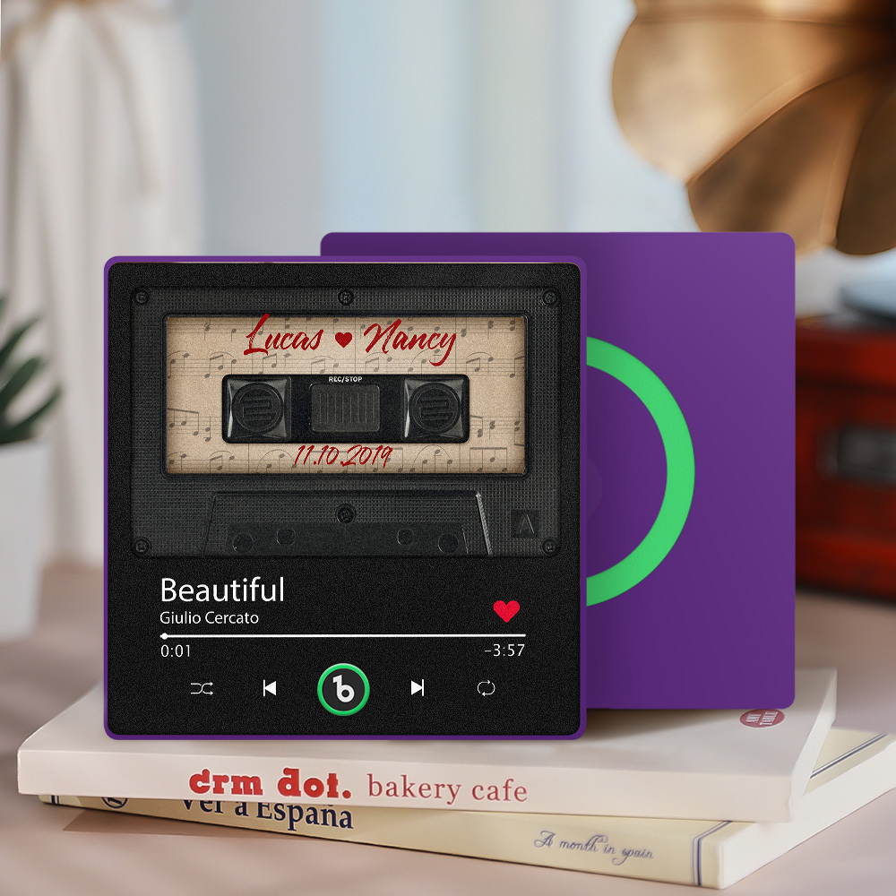 Custom Music Fridge Magnet Retro Black Cassette Tape Music Fridge Magnet New 4.0 Upgrade Music Wall Photo Sticker Music Movement That Can Be Played Gift for Couple - 