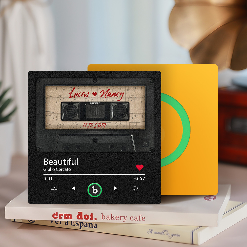 Custom Music Fridge Magnet Retro Black Cassette Tape Music Fridge Magnet New 4.0 Upgrade Music Wall Photo Sticker Music Movement That Can Be Played Gift for Couple - 