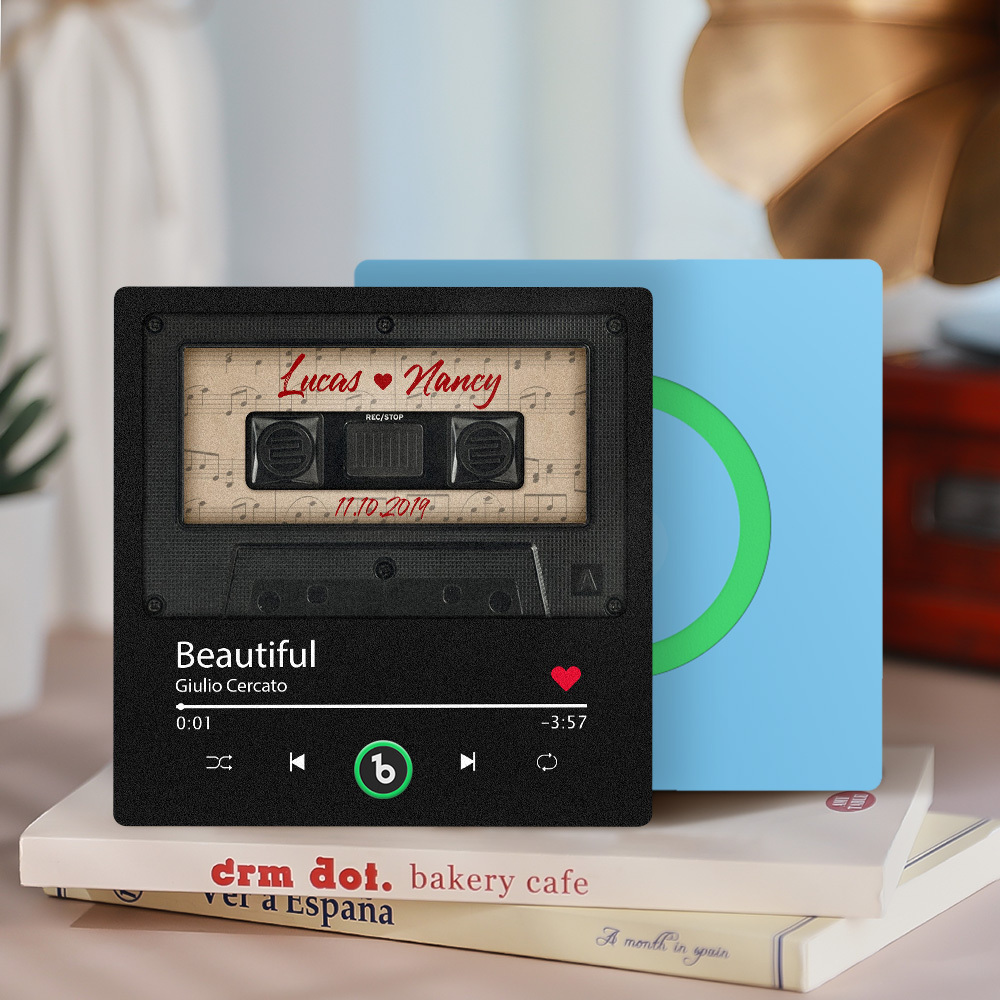 Custom Music Fridge Magnet Retro Black Cassette Tape Music Fridge Magnet New 4.0 Upgrade Music Wall Photo Sticker Music Movement That Can Be Played Gift for Couple - 