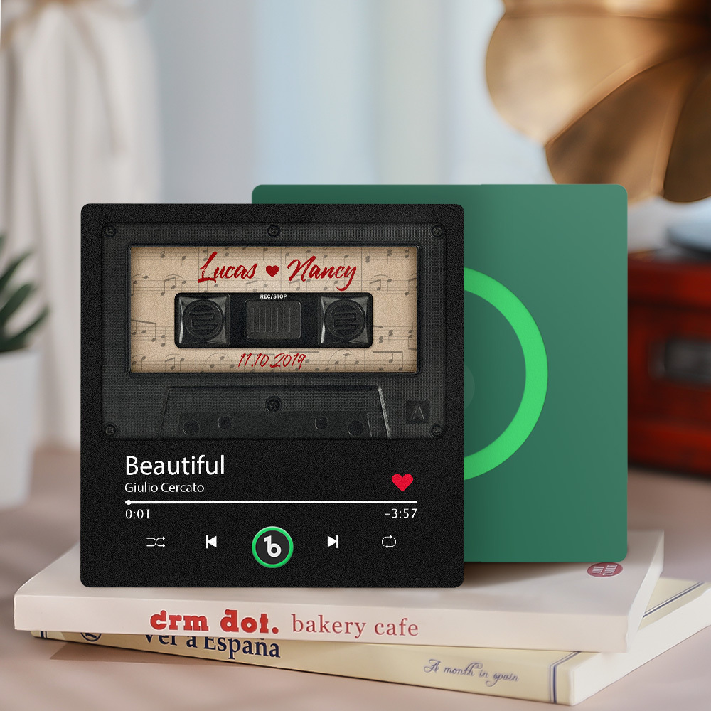 Custom Music Fridge Magnet Retro Black Cassette Tape Music Fridge Magnet New 4.0 Upgrade Music Wall Photo Sticker Music Movement That Can Be Played Gift for Couple - 