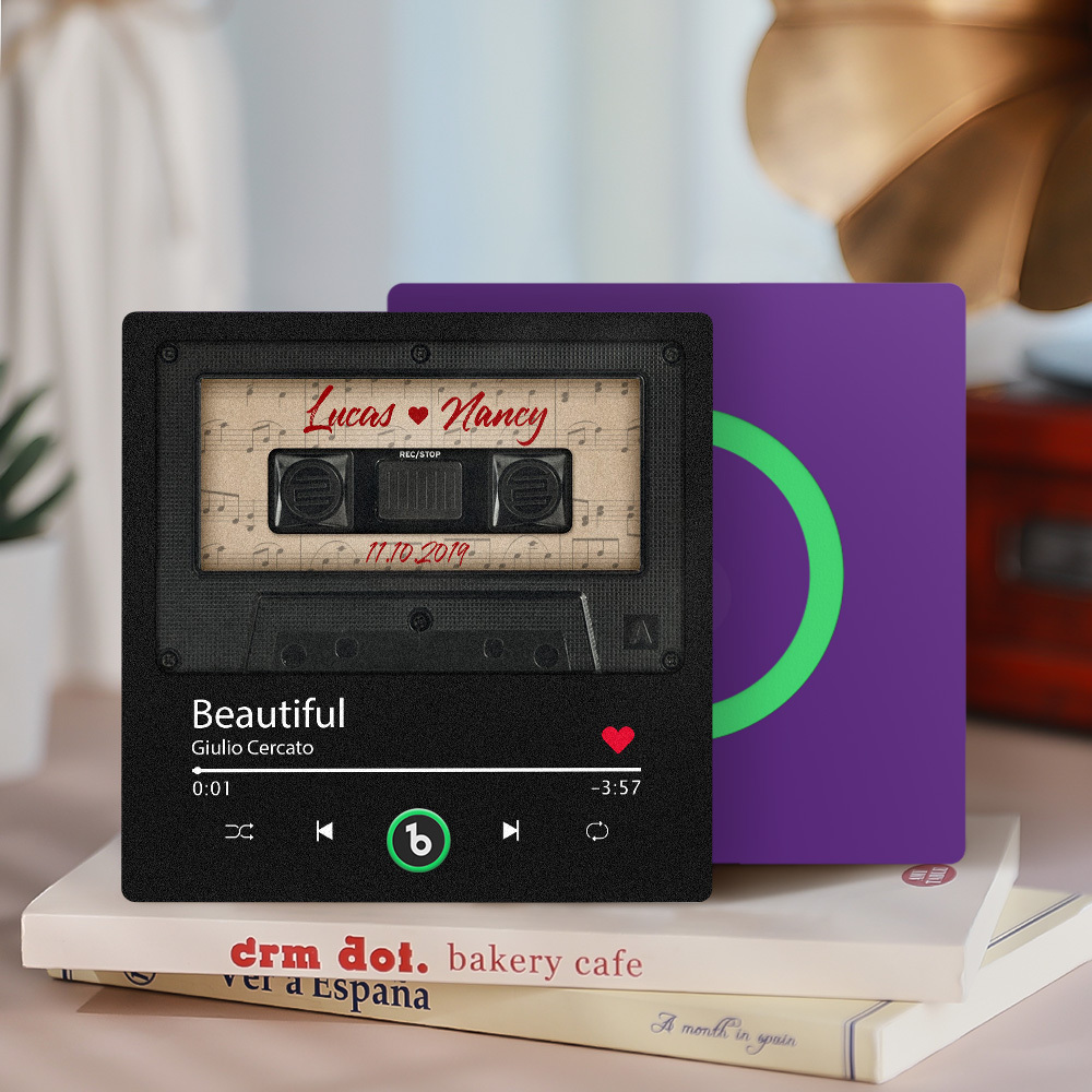 Custom Music Fridge Magnet Retro Black Cassette Tape Music Fridge Magnet New 4.0 Upgrade Music Wall Photo Sticker Music Movement That Can Be Played Gift for Couple - 