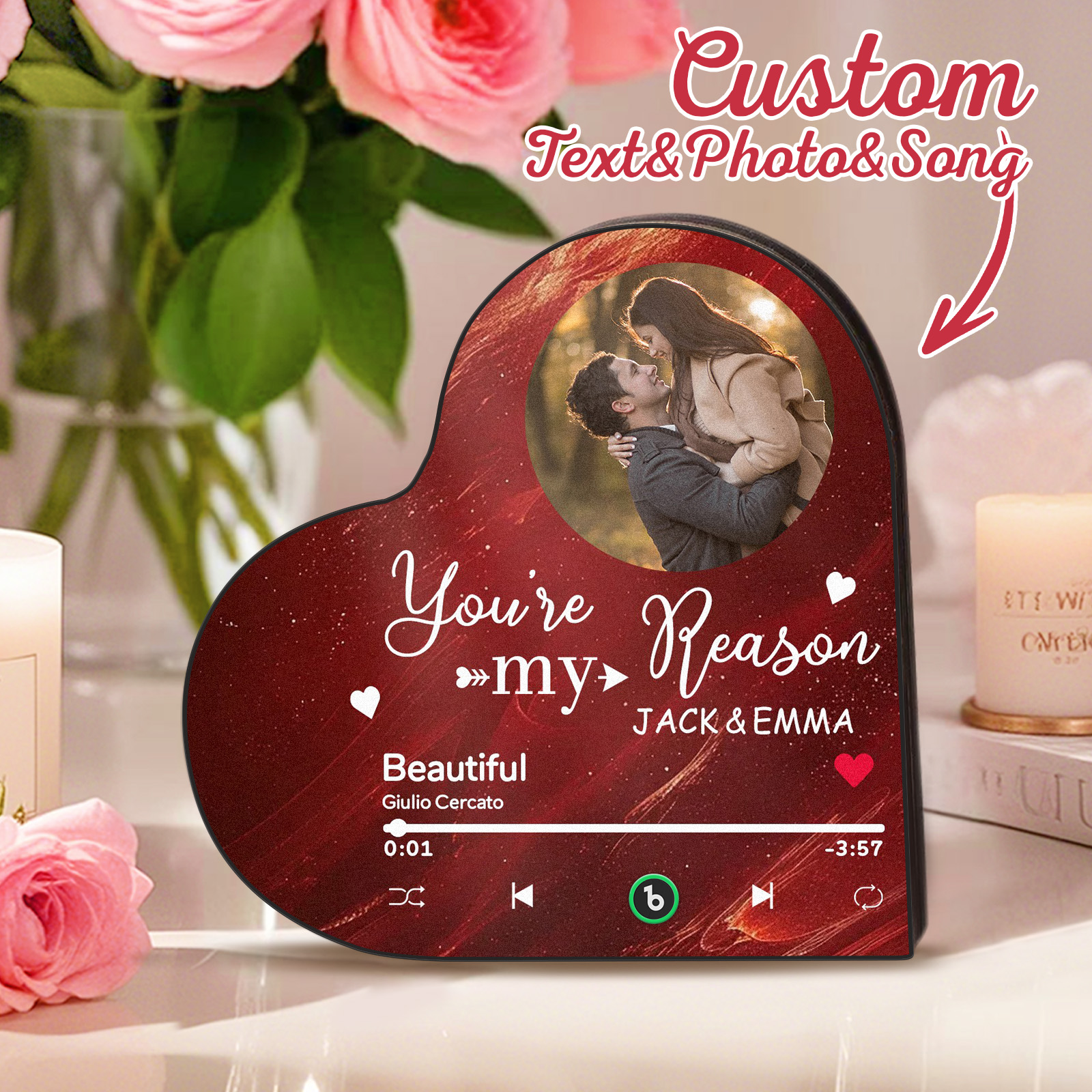 Custom Music Fridge Magnet Custom Heart Frame Album Fridge Magnet Music Wall Photo Sticker