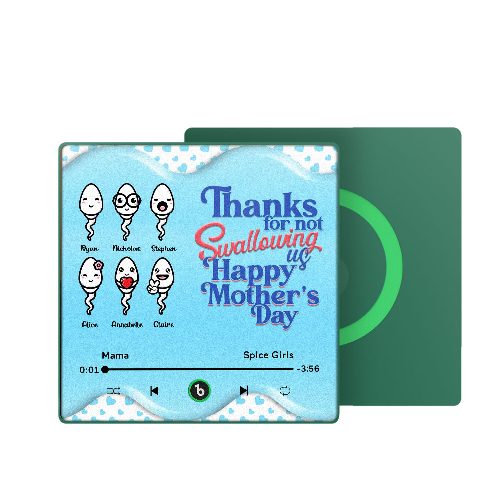 Thanks for not Swallowing Me Personalized Music Fridge Magnet, Funny Mother's Day Gift for Mom, Gift for her