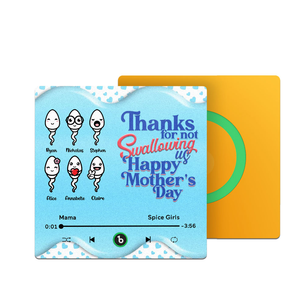 Thanks for not Swallowing Me Personalized Music Fridge Magnet, Funny Mother's Day Gift for Mom, Gift for her
