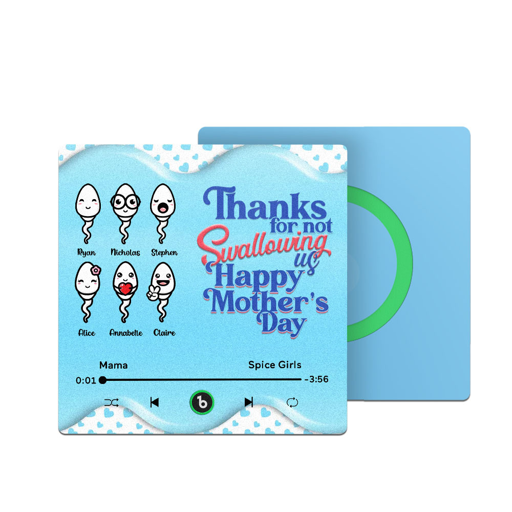 Thanks for not Swallowing Me Personalized Music Fridge Magnet, Funny Mother's Day Gift for Mom, Gift for her