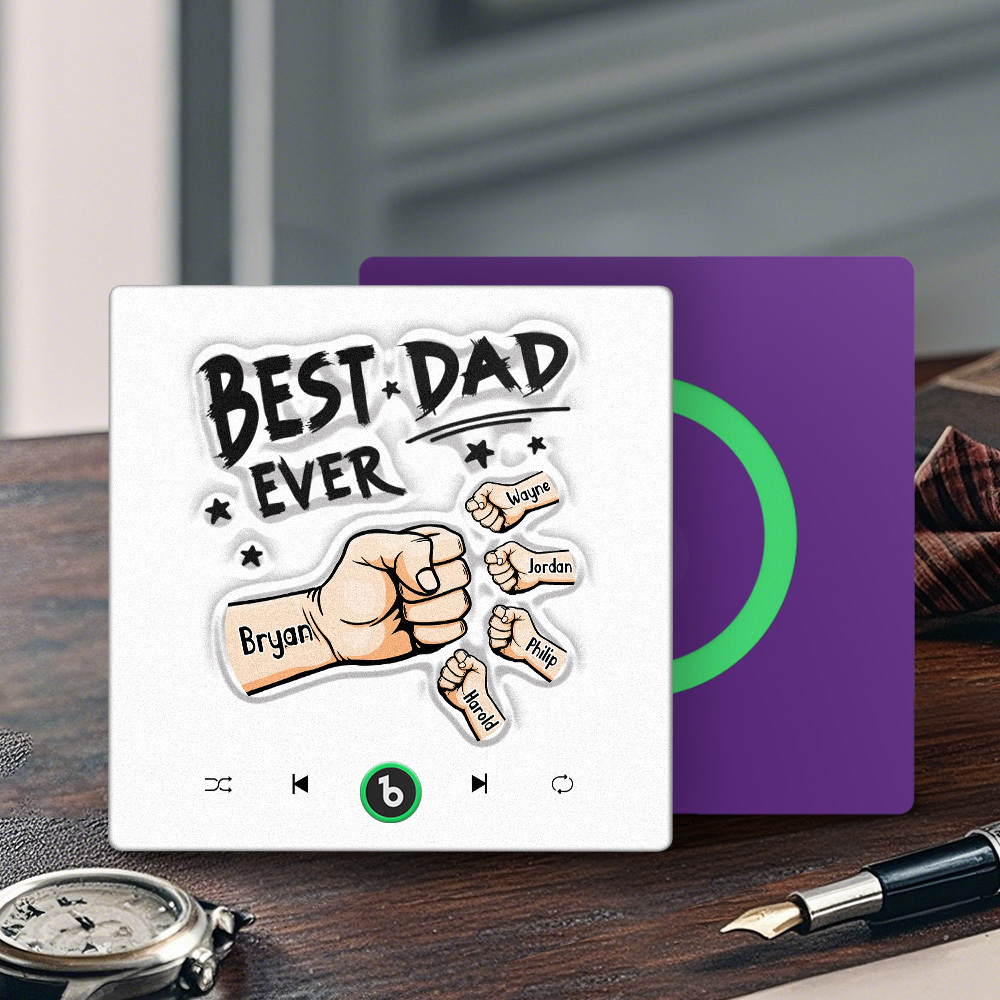 Custom Music Fridge Magnet New 4.0 Upgrade Colorful Frame Personalized Name Fist Gift Album Fridge Magnet Music Father's Day Gifts - 