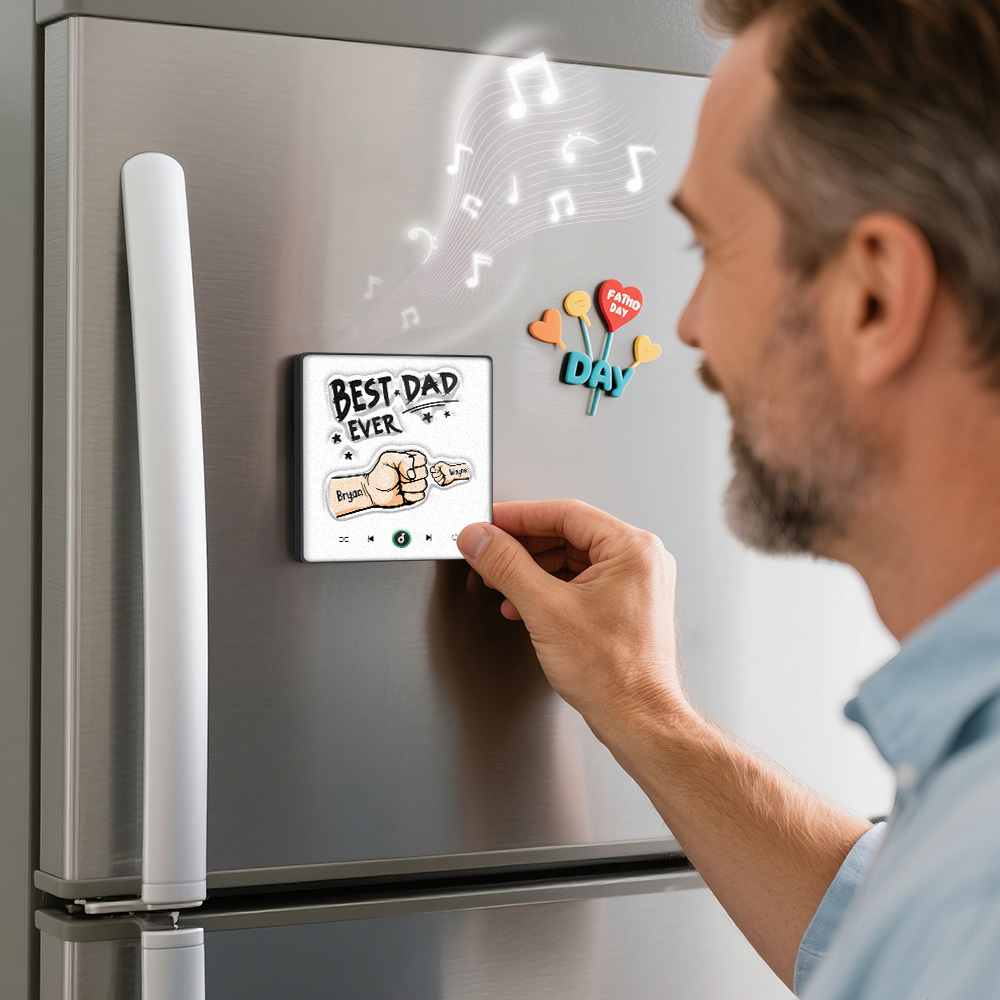 Custom Music Fridge Magnet New 4.0 Upgrade Colorful Frame Personalized Name Fist Gift Album Fridge Magnet Music Father's Day Gifts - 