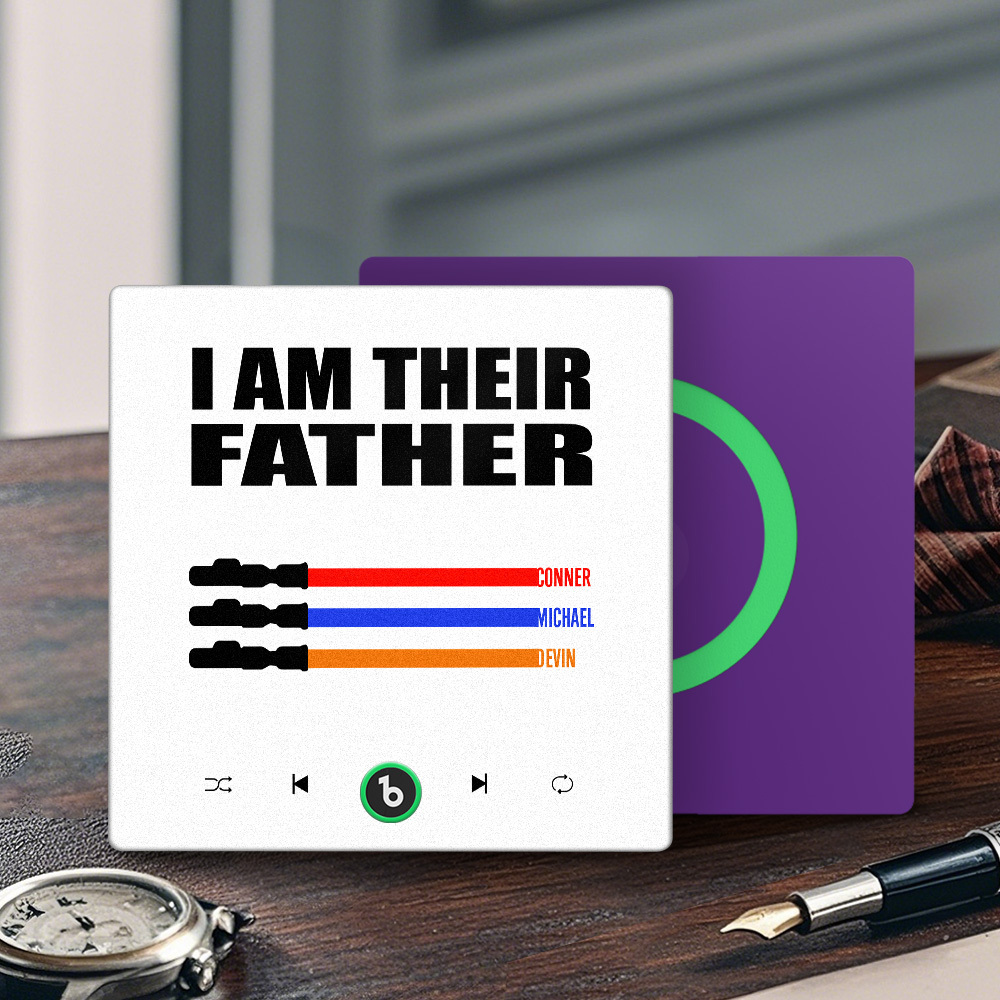 Custom Music Fridge Magnet New 4.0 Upgrade Colorful Frame Light Saber I Am Their Father Album Fridge Magnet Music Father's Day Gifts - 
