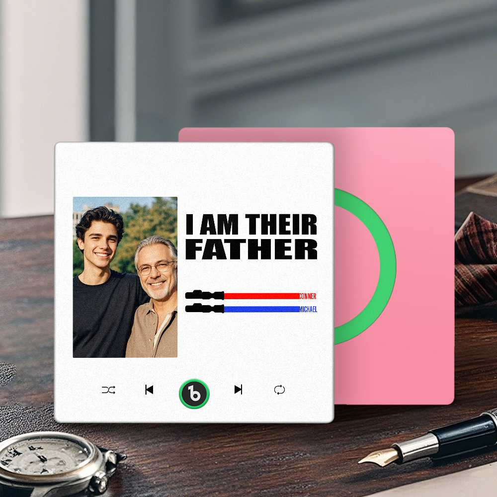 Custom Music Fridge Magnet New 4.0 Upgrade Colorful Frame Light Saber I Am Their Father Personalized Photo Album Fridge Magnet Music Father's Day Gifts - 