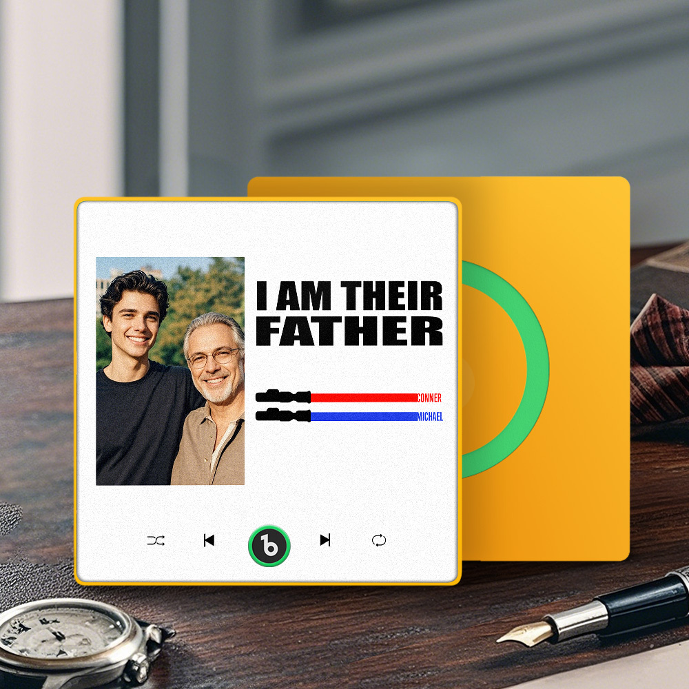 Custom Music Fridge Magnet New 4.0 Upgrade Colorful Frame Light Saber I Am Their Father Personalized Photo Album Fridge Magnet Music Father's Day Gifts - 