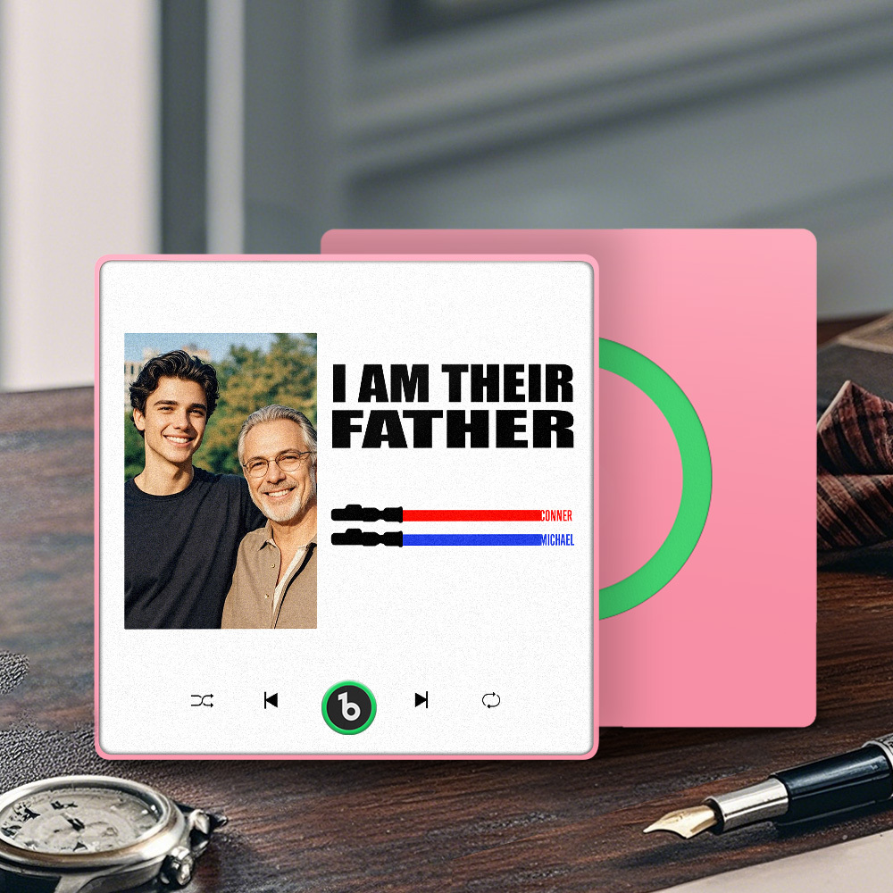 Custom Music Fridge Magnet New 4.0 Upgrade Colorful Frame Light Saber I Am Their Father Personalized Photo Album Fridge Magnet Music Father's Day Gifts - 
