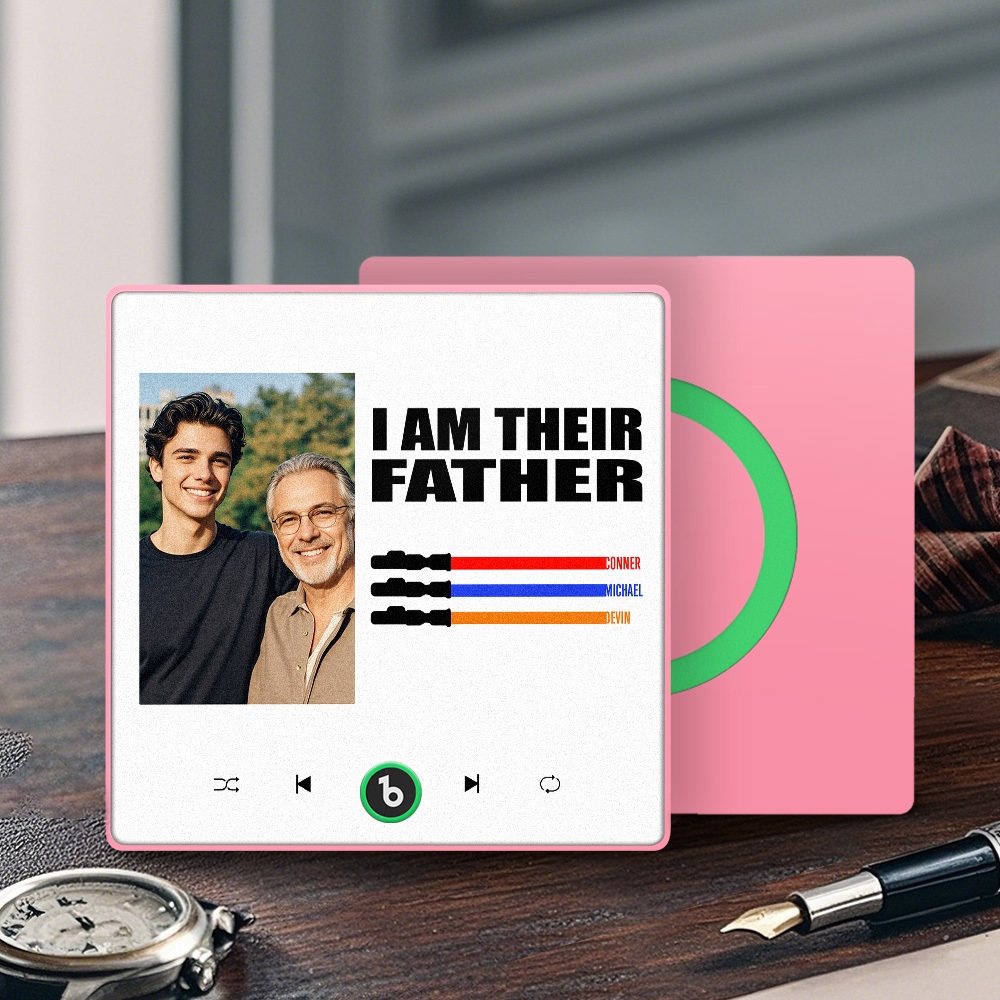 Custom Music Fridge Magnet New 4.0 Upgrade Colorful Frame Light Saber I Am Their Father Personalized Photo Album Fridge Magnet Music Father's Day Gifts - 
