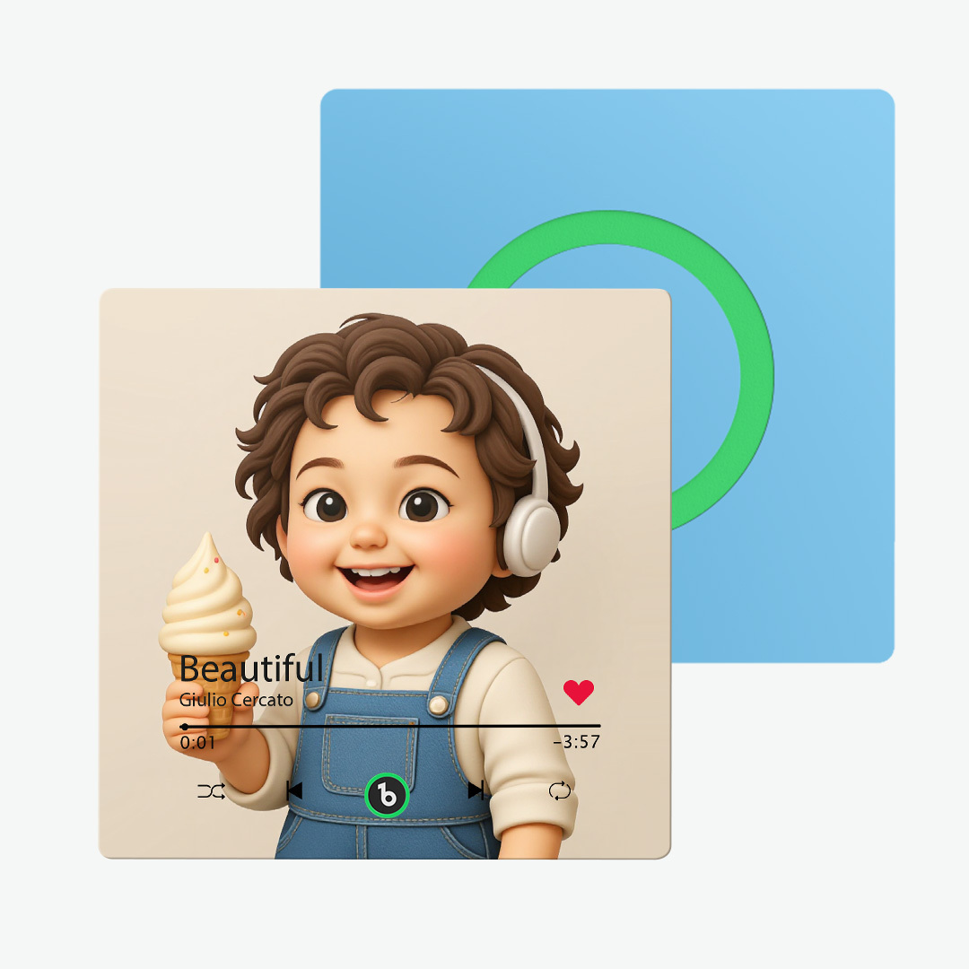 Customized music refrigerator magnet personalized 3D cartoon character style photo frame album refrigerator magnet can play music upgraded version color - 