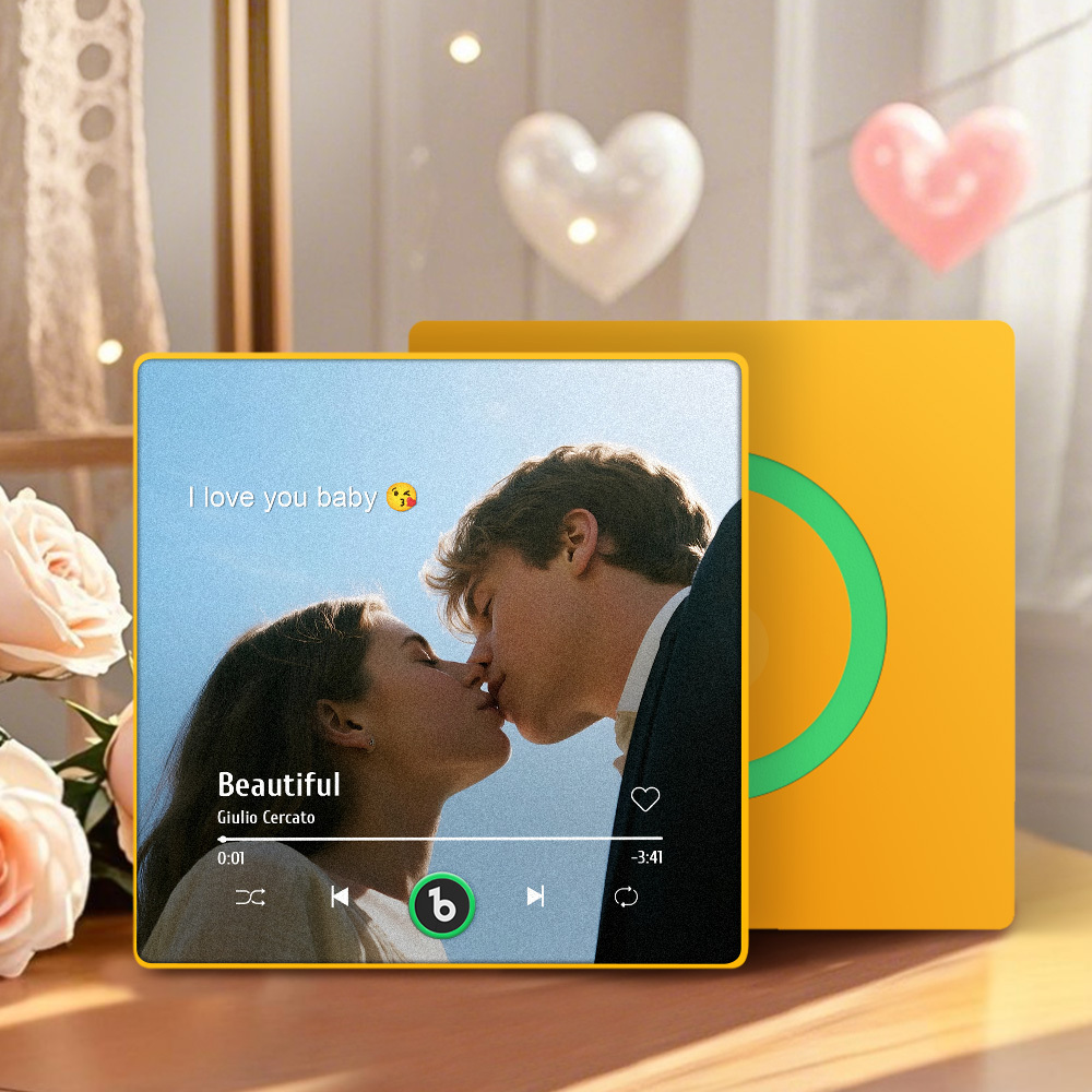 Custom Music Fridge Magnet Personalized Gift with Recordable Voice Photo Unique Anniversary Wedding Christmas Present for Her Him Couples - 