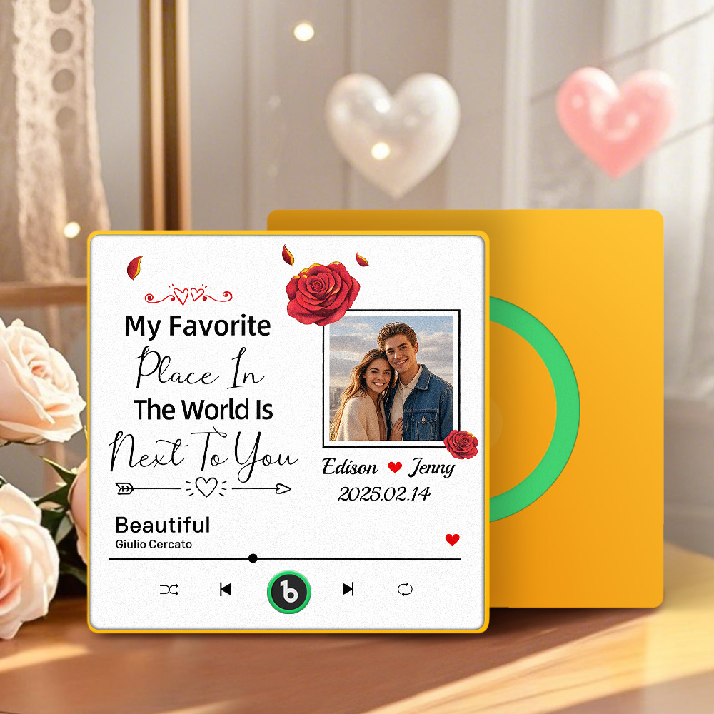 Custom Music Fridge Magnet Personalized Gift with Recordable Voice Photo Unique Anniversary Wedding Christmas Present for Her Him Couples - 