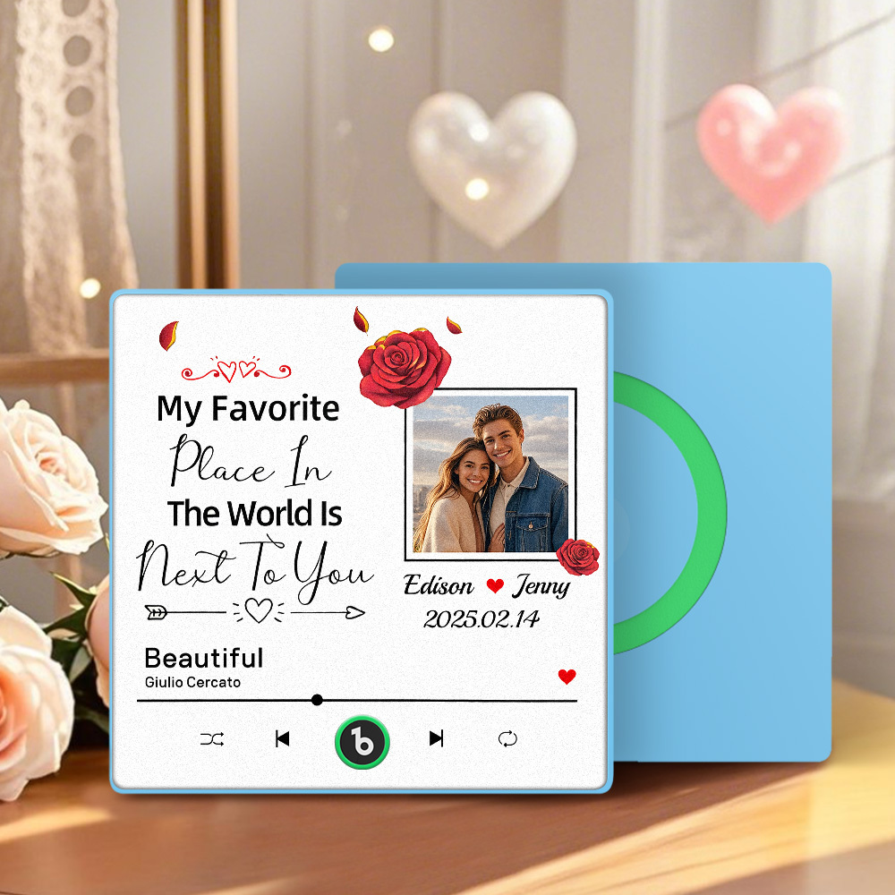 Custom Music Fridge Magnet Personalized Gift with Recordable Voice Photo Unique Anniversary Wedding Christmas Present for Her Him Couples - 