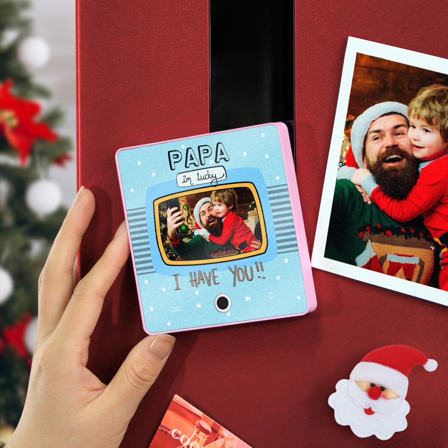 Personalized Music Fridge Magnet Gift for Dad Custom Music Magnets Can Play Songs Christmas Gifts Family Gifts