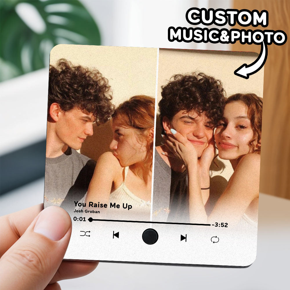 Personalized Two Photo Music Fridge Magnet Pro The Best Anniversary Gift Can Be Played Music Fridge Magnet For Her - 