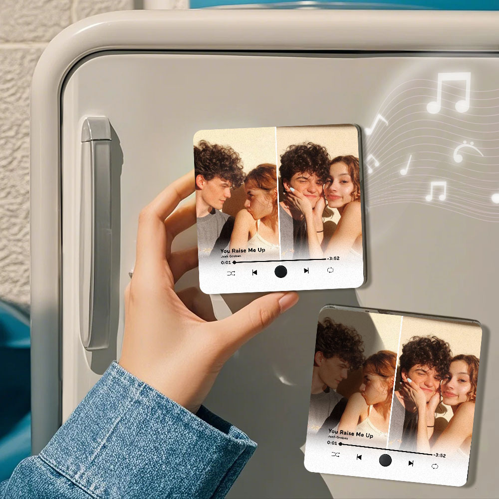 Personalized Two Photo Music Fridge Magnet Pro The Best Anniversary Gift Can Be Played Music Fridge Magnet For Her - 